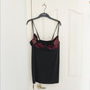 Black with Lace Bodice With Fur Detail Lingerie